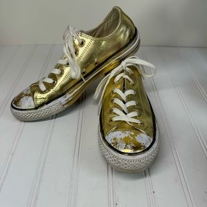 Converse  Chuck Taylor All Star Gold paint chrome sneakers